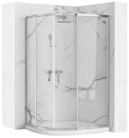 Cabina dus cu cadita semirotunda Rea Look cu doua usi culisante 80x100 crom lucios stanga