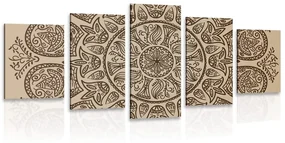 Tablou 5-piese Mandala cu model natural abstract