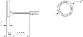 Întrerupător dimabil Ring GTV pentru bandă LED, 36-72W, 12-24V, IP20, negru, cablu 2 m 72 W, 24 V, 2 m, Negru, Plastic