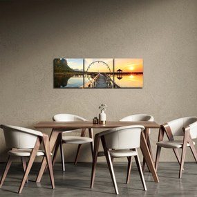 Tablou ponton din lemn (cu ceas) (90x30 cm)