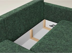 Colțar verde închis extensibil/cu spațiu de depozitare cu tapițerie din chenille (cu colț pe partea stângă/cu șezlong) Leon – Maison de Rêve