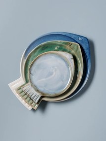 Farfurie verde, din ceramica, in forma de peste, Varia