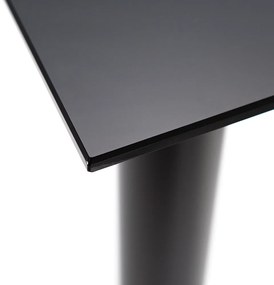 Masă de dining pătrată Riona 140 cm din sticlă neagră