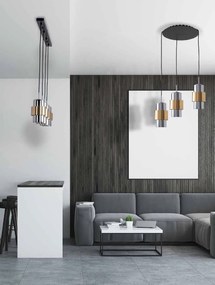 Lustra suspendata cu 4 pendule design modern Vaia crom, negru