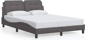 vidaXL Cadru de pat fără saltea, Zadar, gri, 140x190 cm, piele ecologică
