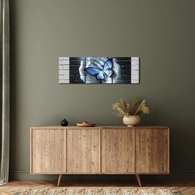 Tablou - Fluture pe perete (cu ceas) (90x30 cm)