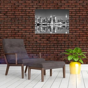 Tablou pe sticlă - New York, alb-negru (70x50 cm)