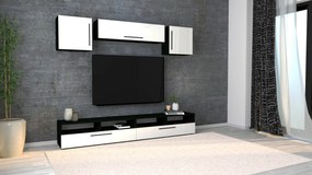 Living haaus Haga V16, Alb Lucios/Negru, MDF, L 240 cm