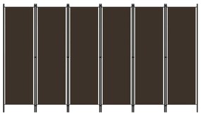 320728 vidaXL Paravan de cameră cu 6 panouri, maro, 300 x 180 cm