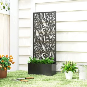 Outsunny Jardinieră cu spalier, ladă pentru flori, cu paravan, pentru plante cățărătoare, metal, 45 x 21,5 x 110 cm, negru | Aosom Romania