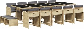 vidaXL Set mobilier grădină cu perne, 15 piese, bej combinat poliratan