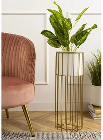 Ghiveci metalic de flori LOFT 55x20 cm auriu/alb