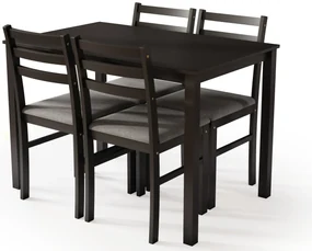 MAZZONI EXPORT Set TORINO masă + 4 scaune Negru/Gri deschis (material Sawana 21) - SET DE LEMN PENTRU BUCĂTĂRIE/SUFRAGERIE