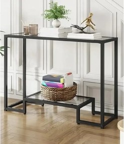 Consola Daria din sticla si metal culoare negru 100 cm