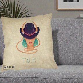 Perna Personalizata Zodie Taur, 40x40 cm, Crem, Husa Detasabila, Perna Inclusa, BEKZ®