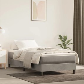 3120742 vidaXL Cadru de pat box spring, gri deschis, 90x190 cm, catifea