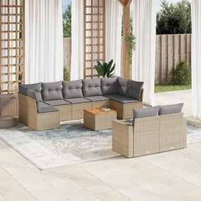 vidaXL Set canapele de grădină cu perne, 10 piese, bej, poliratan