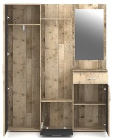 Mobilier de hol NOLAN cu oglindă, maro/grafit