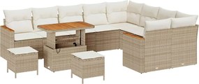 vidaXL Set de canapele pentru grădină cu pernă 12 pcs Bej Poli Rattan