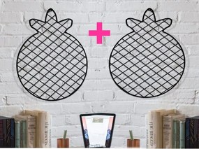 set 2 bucati Panou foto metalic , Ananas Homs, 47 x 36 cm, negru