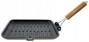 Tigaie grill din fonta Kinghoff KH 1107, 24 cm, Maner pliabil, Inductie, Negru
