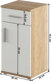 Dulap de bază, stejar sonoma/ alb mat, LESSY NEW 03
