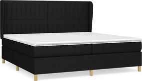 vidaXL Pat box spring cu saltea, negru, 200x200 cm, textil