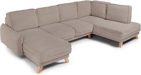 Colțar taupe extensibil/cu spațiu de depozitare cu tapițerie din catifea reiată (cu colț pe partea dreaptă/în formă de "U") Tori – Bonami Selection