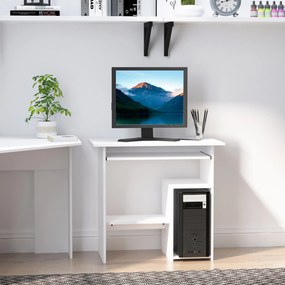 HOMCOM Birou Ergonomic Spațiu Optimizat, Alb, PAL/Metal, 80x45x75cm | Aosom Romania