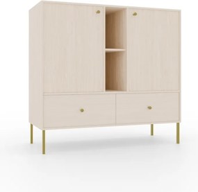 Comodă cu doua usi si doua sertare, 100x41x95cm, Tili System, ADRK Furniture (Culoare: Eucalipt / Eucalipt)