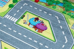BAMBINO 9028 covor lavabil Oraș, străzi pentru copii anti-alunecare - verde / gri