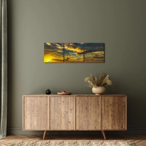 Apus de soare la mare (cu ceas) (90x30 cm)