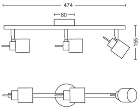 Spot MERANTI 3xGU10/35W/230V negru Philips