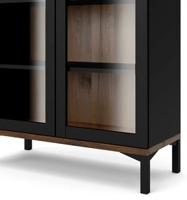 Vitrină Atrei, negru / nuc