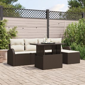 vidaXL Set de Sofa pentru Grădină 6 Piese cu Perne Maro din Ratan Poli