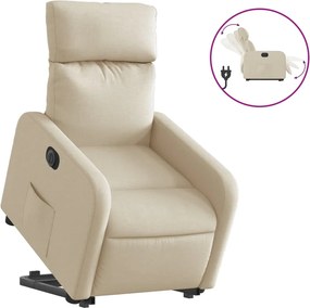 vidaXL Fotoliu electric rabatabil cu ridicare, crem, textil