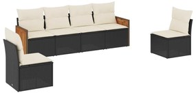 3259942 vidaXL Set mobilier de grădină cu perne, 6 piese, negru, poliratan