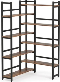 Biblioteca pentru colt din culuare nuc si negru, 180 cm