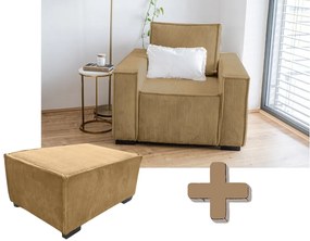 Fotoliu cu taburet SMART SET, mustariu