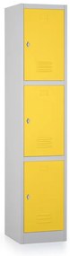 Dulap metalic - 3 cutii, 38 x 45 x 185 cm, blocare, galben - ral 1023