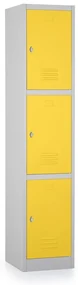 Dulap metalic - 3 cutii, 38 x 45 x 185 cm, blocare, galben - ral 1023