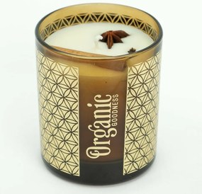 Lumânare aromată organică Lemongrass & Spice200 g în sticlă cu folie aurie