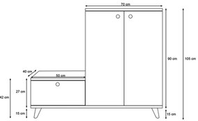 Set mobilier pentru hol Tapie (Stejar + Alb). 1072688