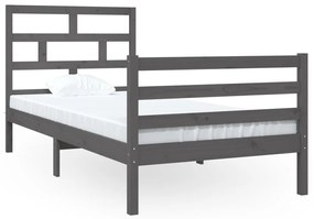 3101250 vidaXL Cadru de pat Single 3FT, gri, 90x190 cm, lemn masiv