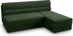 OFERTA Canapea extensibila reversibila in forma de L TAVERO SLIM 201x140 cm, verde inchis calitate II