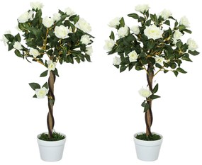 Outsunny Arbore artificial, plantă artificială în ghiveci de ciment, plantă artificială | Aosom Romania