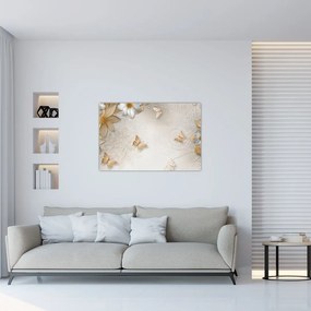 Tablou - Flori cu fluturi (90x60 cm)