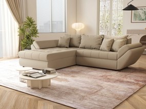 Colțar extensibil dumonde cu ladă de depozitare si sezut confortabil din spuma high-density, Loana Enjoy Camel 270x185 cm