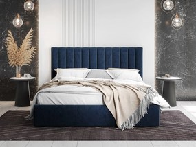 Pat matrimonial 140 cm Newarona (albastru) (cu somieră) (cu sp. depozitare). Promo -17%. 1104185