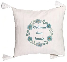 Perna Decorativa cu Franjuri pentru Bunicul 4, 45x45 cm, Cu fermoar